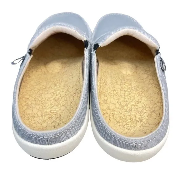Spenco Siesta Slides Womens 6 Gray Fabric Upper Fray Accent Comfort Slip On Shoe