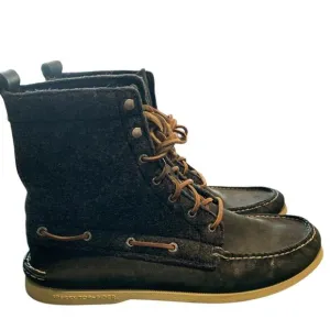 Sperry Boots Men's Size 13 Top Sider Chukka Charcoal Grey Wool Lace Up Leather