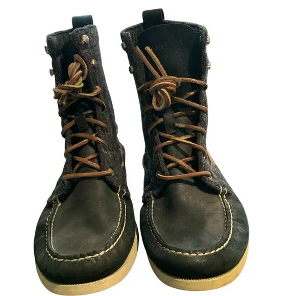 Sperry Boots Men's Size 13 Top Sider Chukka Charcoal Grey Wool Lace Up Leather