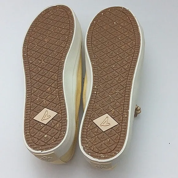 Sperry Crest Vibe Sneakers Women's Size 8 Pastel Yellow Top Sider Crosshatch