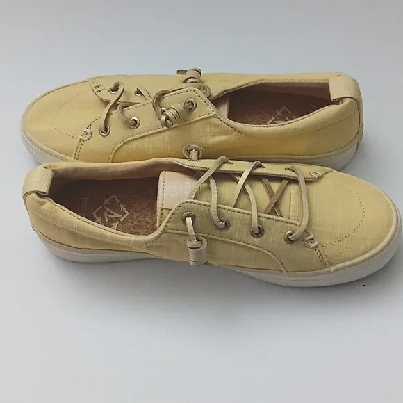Sperry Crest Vibe Sneakers Women's Size 8 Pastel Yellow Top Sider Crosshatch