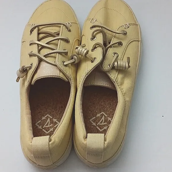 Sperry Crest Vibe Sneakers Women's Size 8 Pastel Yellow Top Sider Crosshatch