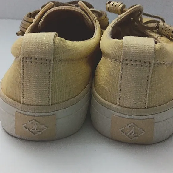 Sperry Crest Vibe Sneakers Women's Size 8 Pastel Yellow Top Sider Crosshatch