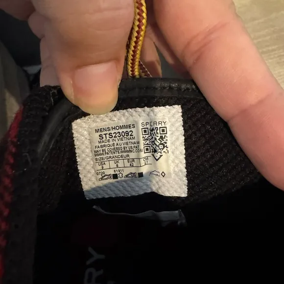 Sperry Red and Black Sneakers with Plaid Design