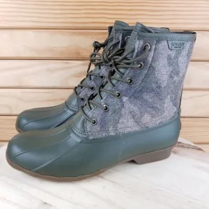 Sperry Top-Sider Men's 11.5 Saltwater Camo Duck Boots Lace-up Green STS23702 NEW