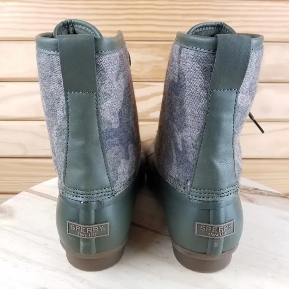 Sperry Top-Sider Men's 11.5 Saltwater Camo Duck Boots Lace-up Green STS23702 NEW