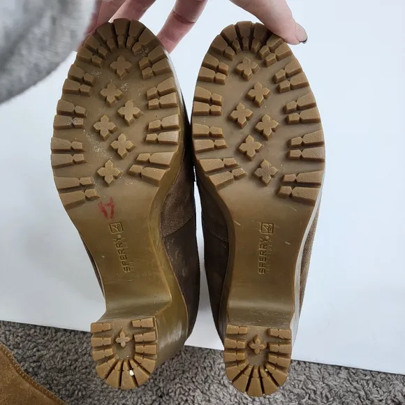 Sperry Trinity Lace Up Sherling Suede Heeled Boots