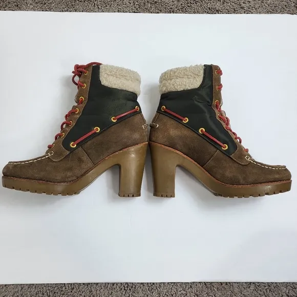 Sperry Trinity Lace Up Sherling Suede Heeled Boots