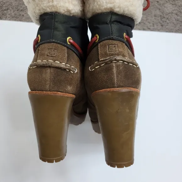 Sperry Trinity Lace Up Sherling Suede Heeled Boots