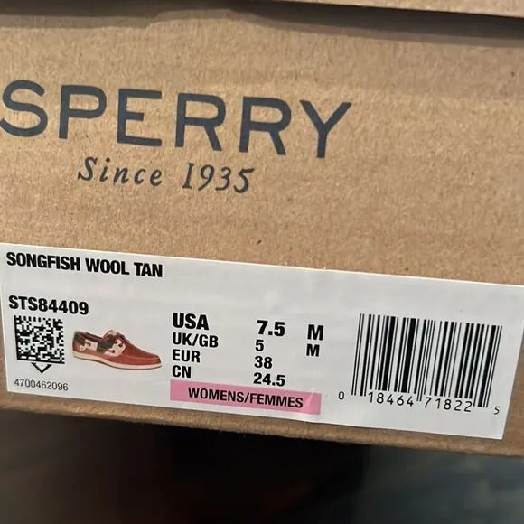 SPERRY Top-sider NEW Leather Tan and Gray size 7.5M