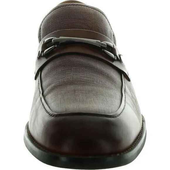 Stacy Adams Mens Kaylor Brown Leather Textured Slip On Loafers New