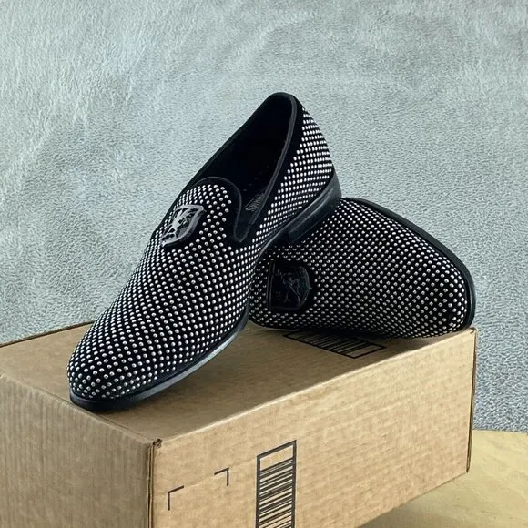STACY ADAMS Men's, Swagger Loafer Black Silver 9 M NOWB S053
