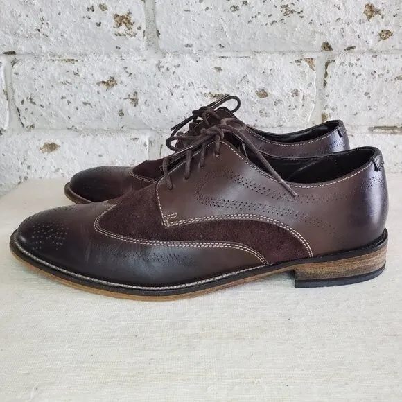 Stacy Adam's Brown Leather &amp; Suede Shoes Loafers Wingtip Oxfords Work Mens Sz 9