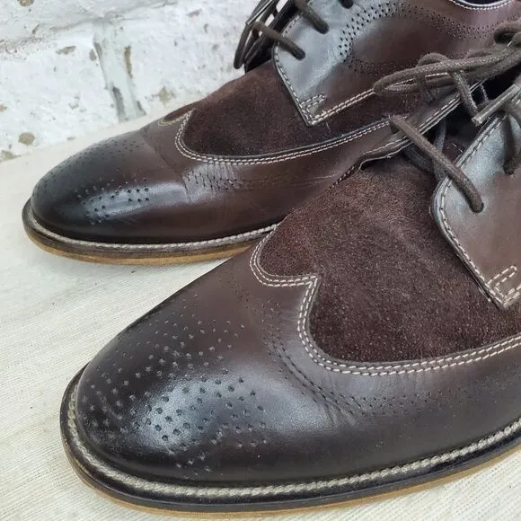 Stacy Adam's Brown Leather &amp; Suede Shoes Loafers Wingtip Oxfords Work Mens Sz 9