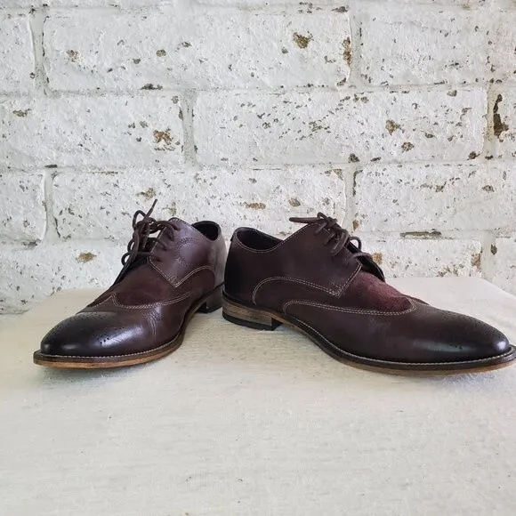 Stacy Adam's Brown Leather &amp; Suede Shoes Loafers Wingtip Oxfords Work Mens Sz 9