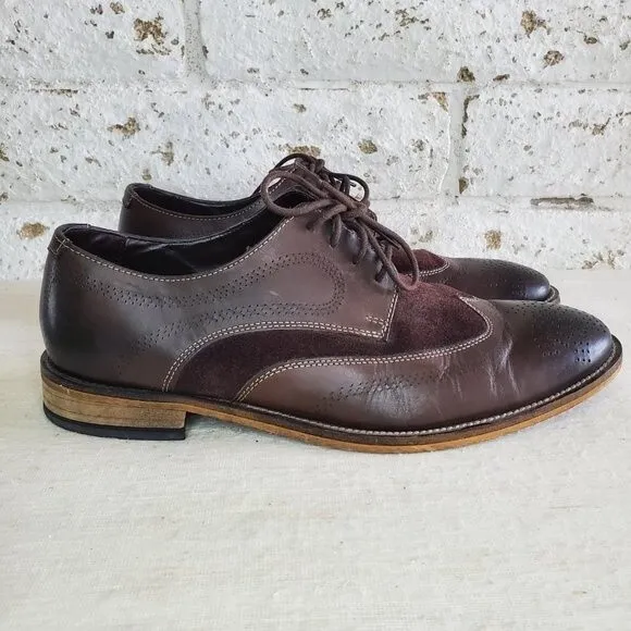 Stacy Adam's Brown Leather &amp; Suede Shoes Loafers Wingtip Oxfords Work Mens Sz 9