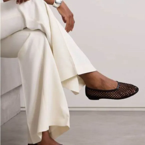 STAUD Black Flats with Woven Texture