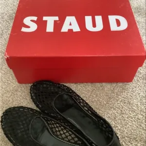 STAUD Black Flats with Woven Texture