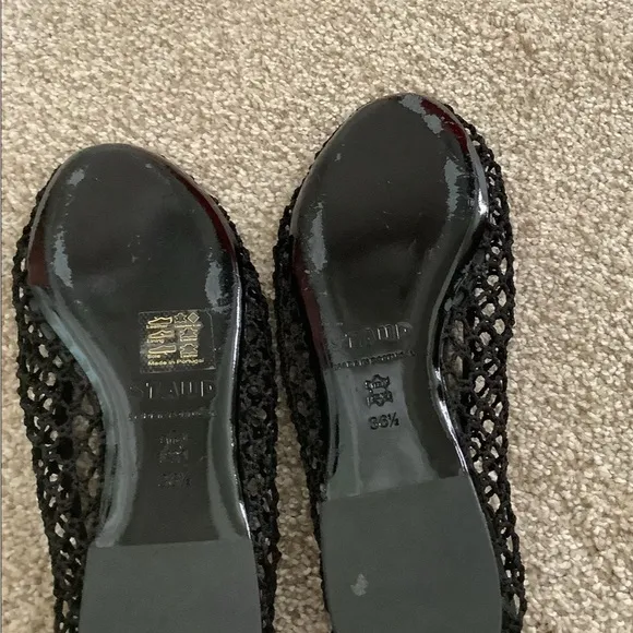 STAUD Black Flats with Woven Texture