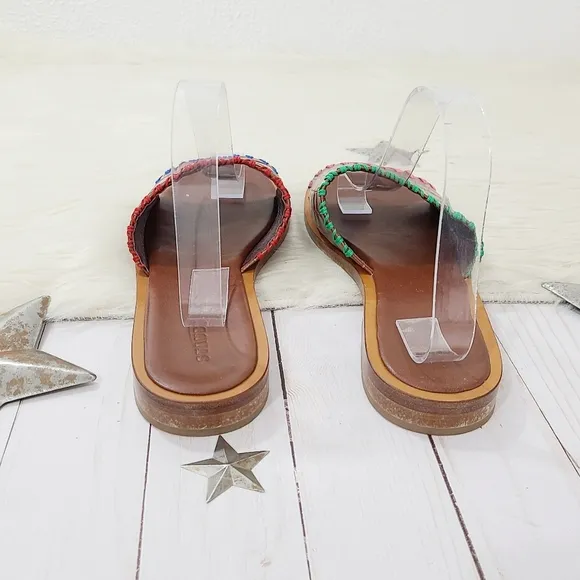 Staud Genie Sandals Mismatched Brown Croc Leather Slides size 40