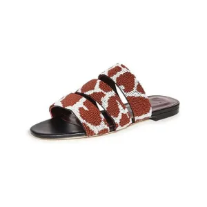 STAUD Womens Brown Padded Beaded Mona Round Toe Slide Dress Slide Sandals 39