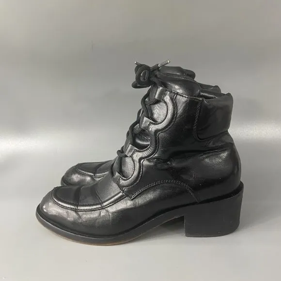 Stella McCartney Vegan Leather Lace-up Boots, Size 38