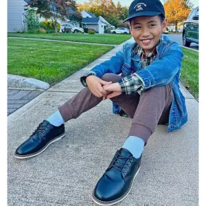 Steve Madden Boys' Harkeen Leather Lace-Up Boots