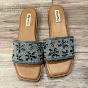 STEVE MADDEN Kaiya Denim Floral Slide Sandals