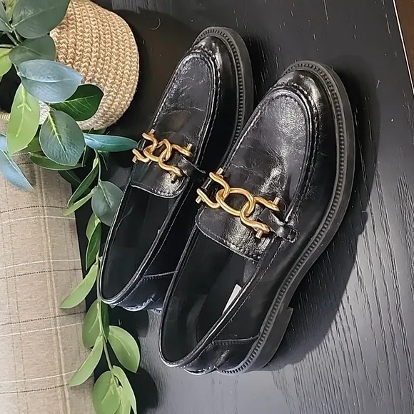 STEVE MADDEN Karmine Chunky Loafers 10 Textured Leather Lug Sole Horsebit Buckle
