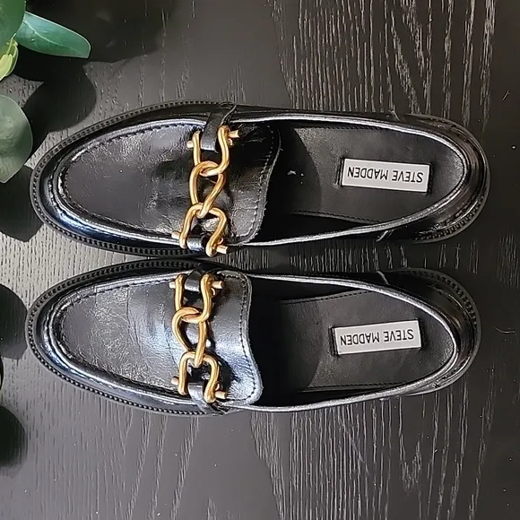 STEVE MADDEN Karmine Chunky Loafers 10 Textured Leather Lug Sole Horsebit Buckle