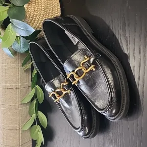 STEVE MADDEN Karmine Chunky Loafers 10 Textured Leather Lug Sole Horsebit Buckle