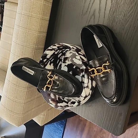 STEVE MADDEN Karmine Chunky Loafers 10 Textured Leather Lug Sole Horsebit Buckle