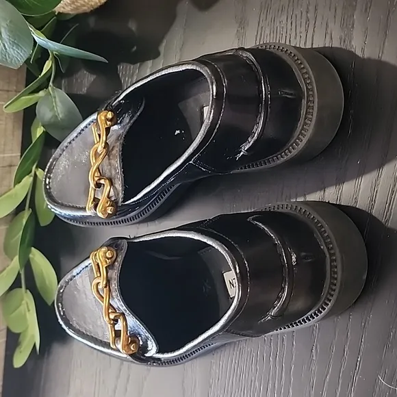 STEVE MADDEN Karmine Chunky Loafers 10 Textured Leather Lug Sole Horsebit Buckle