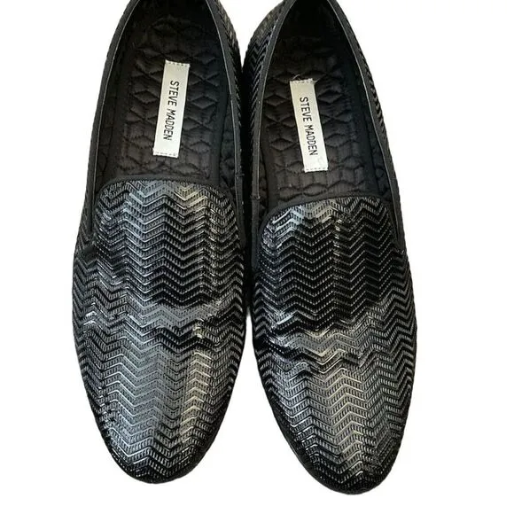 Steve Madden Men's Black Textured Slip-On Dress Loafers Synthetic Upper