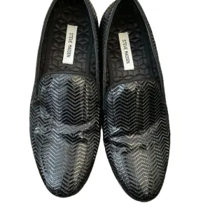 Steve Madden Men's Black Textured Slip-On Dress Loafers Synthetic Upper