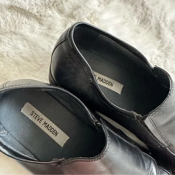 Steve Madden Mens Shiny black formal loafers leather upper