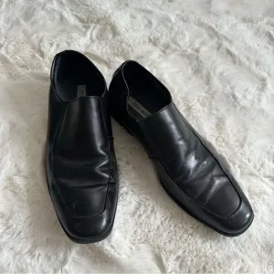 Steve Madden Mens Shiny black formal loafers leather upper