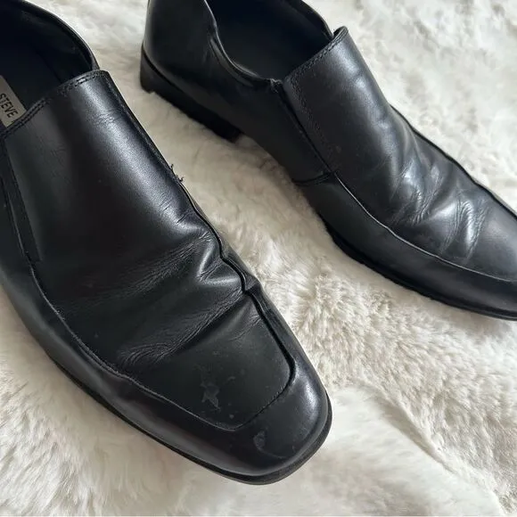 Steve Madden Mens Shiny black formal loafers leather upper