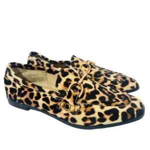 Steve Madden Mule Loafer Slip-On Women 5 Leopard Gold Horsebit Y2K Carinne Brown