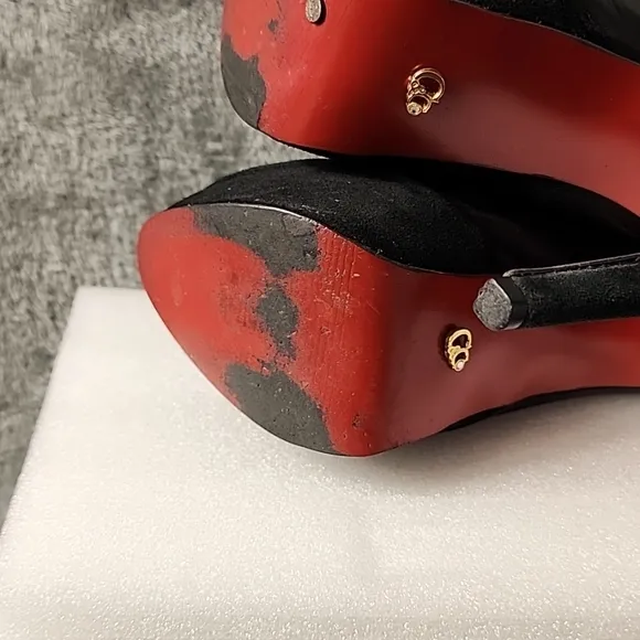 Stilettos Peep Toe Platform Lace-Up Boots with Red bottoms Size 8