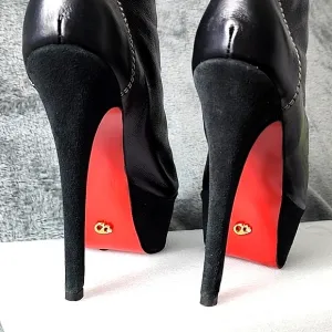 Stilettos Peep Toe Platform Lace-Up Boots with Red bottoms Size 8