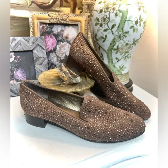 Stuart Weitzman Brown Studded Loafers