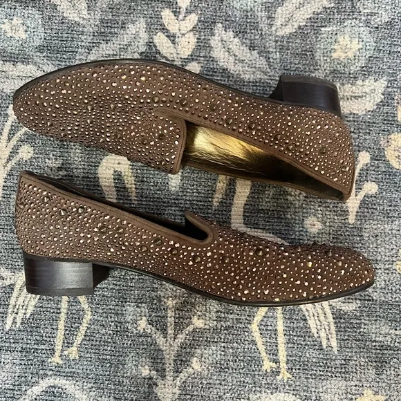 Stuart Weitzman Brown Studded Loafers
