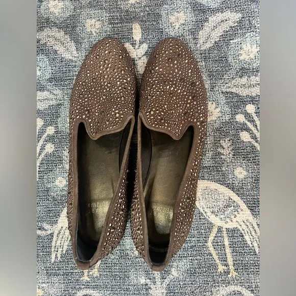 Stuart Weitzman Brown Studded Loafers