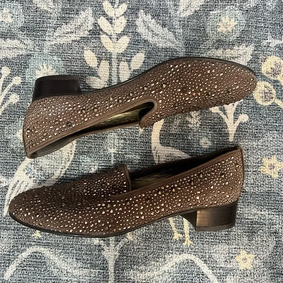 Stuart Weitzman Brown Studded Loafers