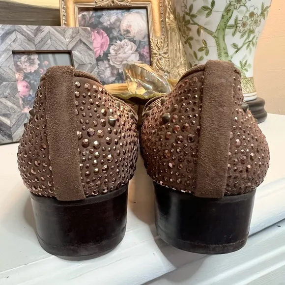 Stuart Weitzman Brown Studded Loafers
