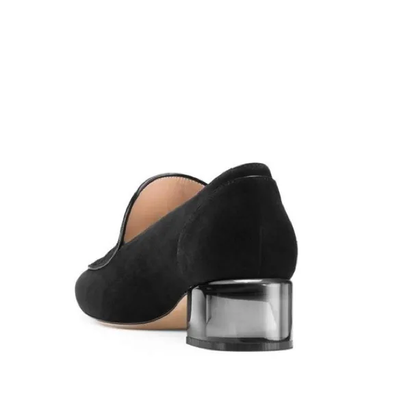 Stuart Weitzman Carmella Clear Block-Heel Loafers