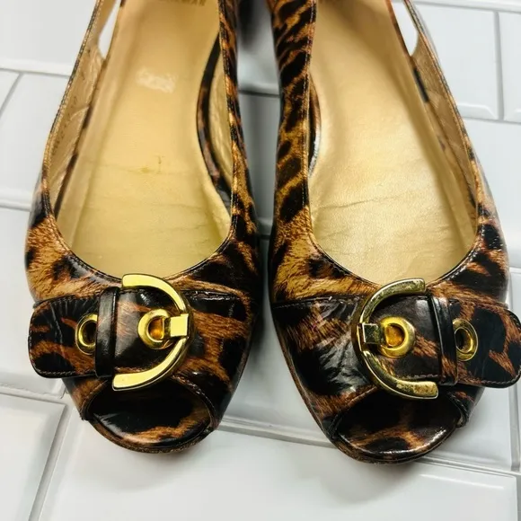 Stuart weitzman chitchat leopard printed ballets flats open toe 8M