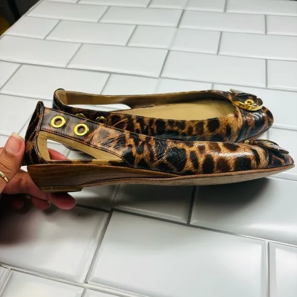 Stuart weitzman chitchat leopard printed ballets flats open toe 8M