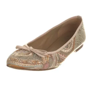 Stuart Weitzman Cream and Tan Flats with Bow Detail